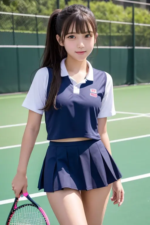 Cute Girls、high school girl、Idol、Tennis Wear、mini skirt、See-through、Real