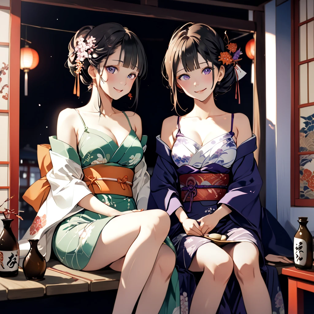 (​masterpiece:2.0), (top-quality:2.0), (sitting naked:1.5), (extremely mini skirt extremely small pink yukata:1.5), (super thin fabric:1.5), (sexypose:1.5), (blushed face:1.3), (barechested:1.3), (realistic:1.5), 1 little girl, precise hands, Embarrassed look, light smile, Look at me and smile, extremely cute girl, innocent face, young face, Clear eyes, Shining eyes, small breast, (cleavage of the breast is visible:1.5), (the thighs is visible:1.5), The crotch is visible, No pubic hair, full body, The beautiful skin, ultra-definition, Top resolution, japan high school student, brown hair, at the night festival