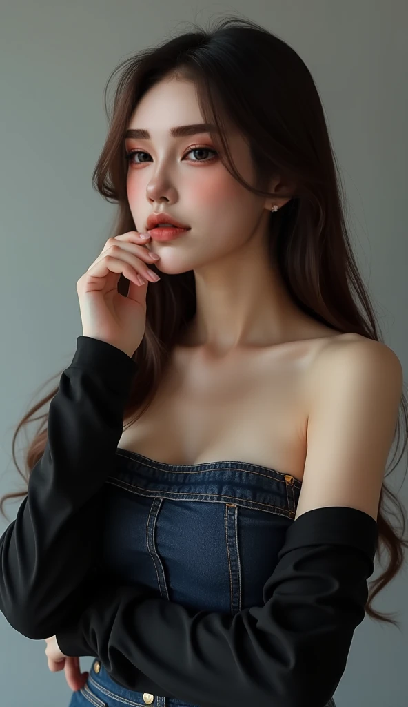 One girl, 独奏, High resolution, masterpiece, accurate, Anatomically correct, Winner of numerous awards, Highest quality, Damaged, High-resolution model, High detail, retina, Very detailed, Textured skin, Ultra high definition, movie light effect, movie, Movie shooting, clair obscur, Background blur, Everything detailed and exquisite、Complete human body、Correct human body、Perfect human body、Accurate human body、Detailed Background、exquisite background long hair, chest, (((ass pov))), View your audience, smile, large chest, Holding, Expose your shoulders, Brown eyes, Very long hair, Off the shoulder, Hair on one eye, sweater, Dutch Angle, vapour, ribbed sweater, Put your hands on your head, off-shoulder sweater、No underwear, highlighting big boobs、
((( light blue off, Love Hotel:1.8, Love Hotelのベッド、sexual temptation)))
