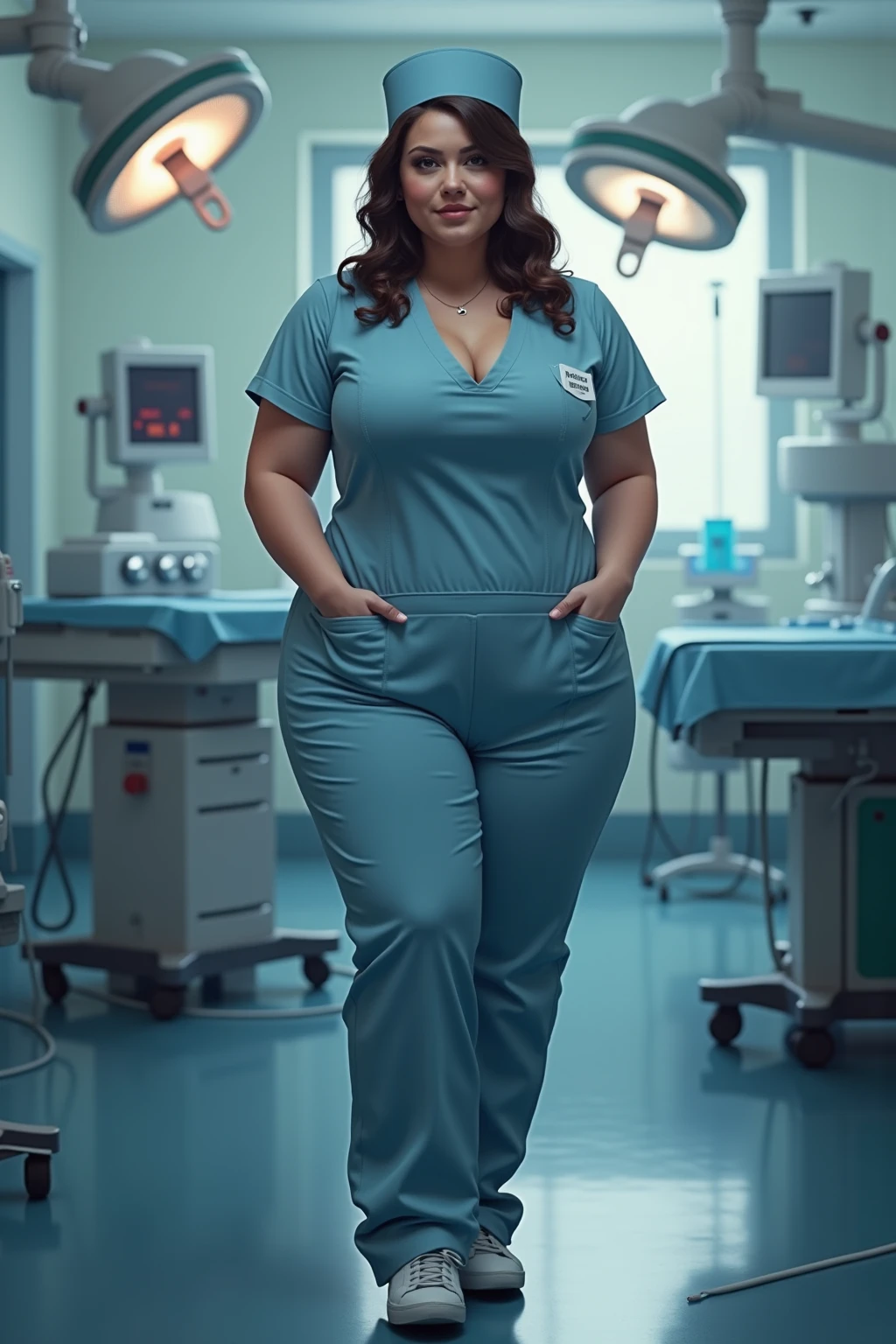Fat BBW Milf nurse in scrubs. Huge and fat