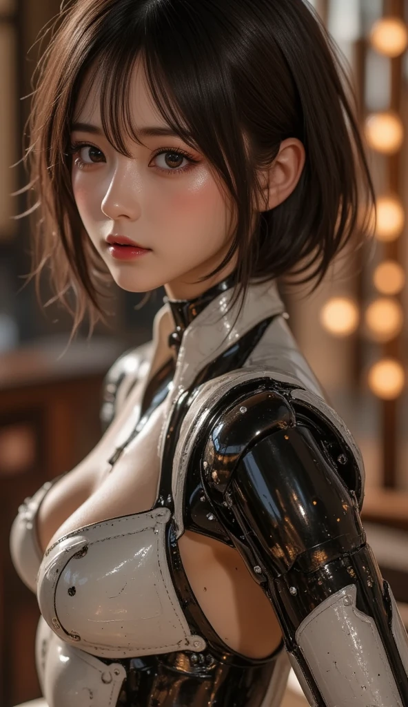 1,girl masterpiece:1.2), (realistic, photo-realistic:1.37), fantasy, portrait,1 female, medium:oil painting, beautiful, short dark hair, intense gaze, Slytherin uniform, magical wand, standing in Diagon Alley, medieval-style shops, vibrant colors, bokeh., ((2 arms)), ((black hair)), , fit, athletic, strong, beautiful, MFBP1, ((short hair)),(SHORT HAIR)),(SHORT HAIR)) , Apple_butt, ear blush, smile, mole under eye, ear blush, smile, mole under eye, black hair, bangs, mole under eye, shy, blush, photorealistic, soft lighting,, , 4k, 8k, highres, masterpiece, textured skin, super detail, high quality, best quality, highres, 16k,