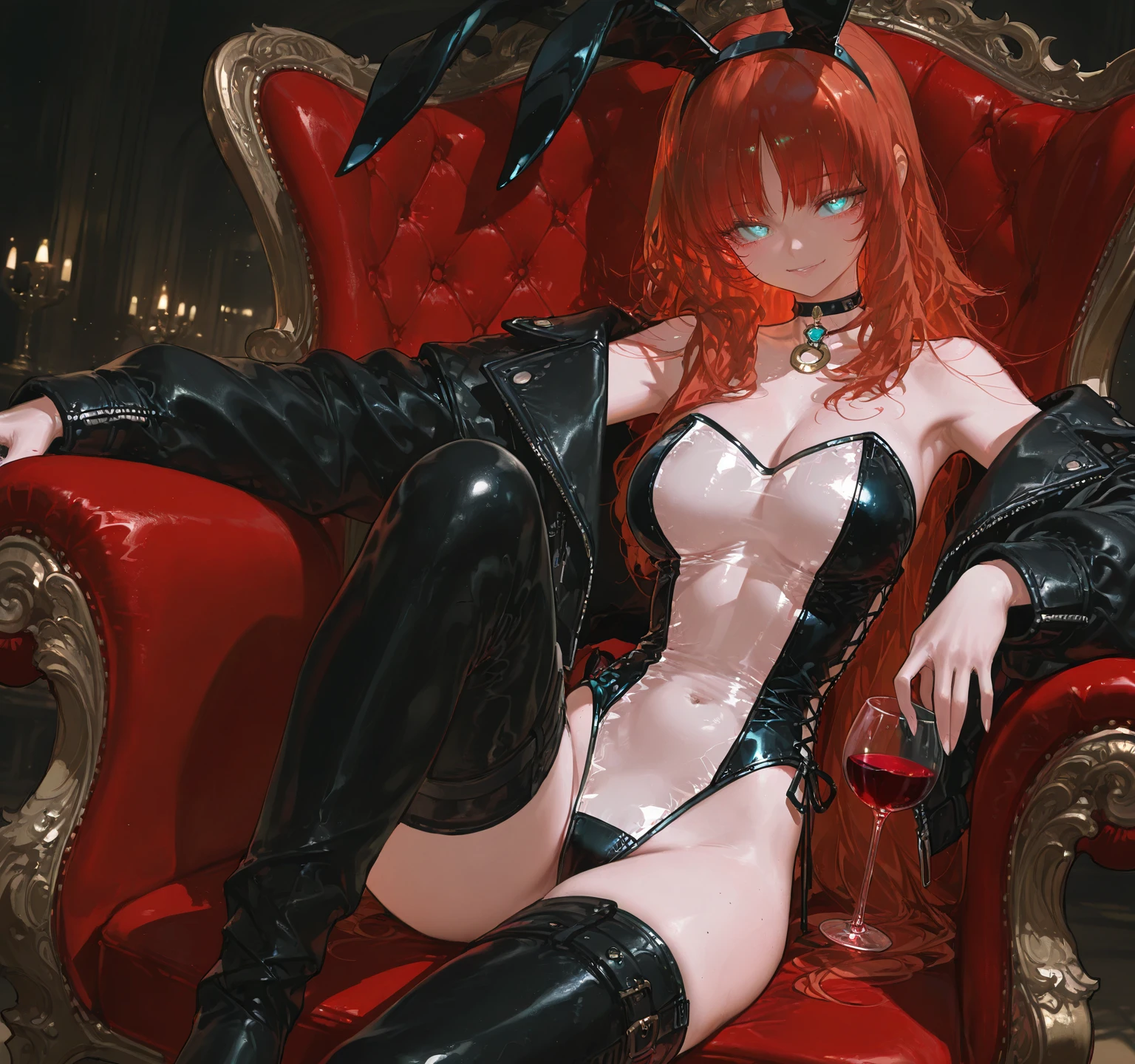 (extremely high quality, ultra-detailed, best lighting),(soft skin tone) Effiminate male. Pale skin. Flat chest. Vibrant red twintail hair. Imp horns, tail and wings. Pointed elf ears. Red lips, smiling. Green eyes. Lounging in black lace lingerie on a victorian sofa.  bulge. Gothic aesthetic .Style of incase.  ultra high res, intricate, hyperdetailed, (skindentation), cute, feminine, [symmetrical:0.8], detailed body , (detailed face:1.1), (outlined iris), (hidrocor lenses), (perfect eyes), 4k, beautiful, (masterpiece:1.2), (best quality:1.2), :1.3