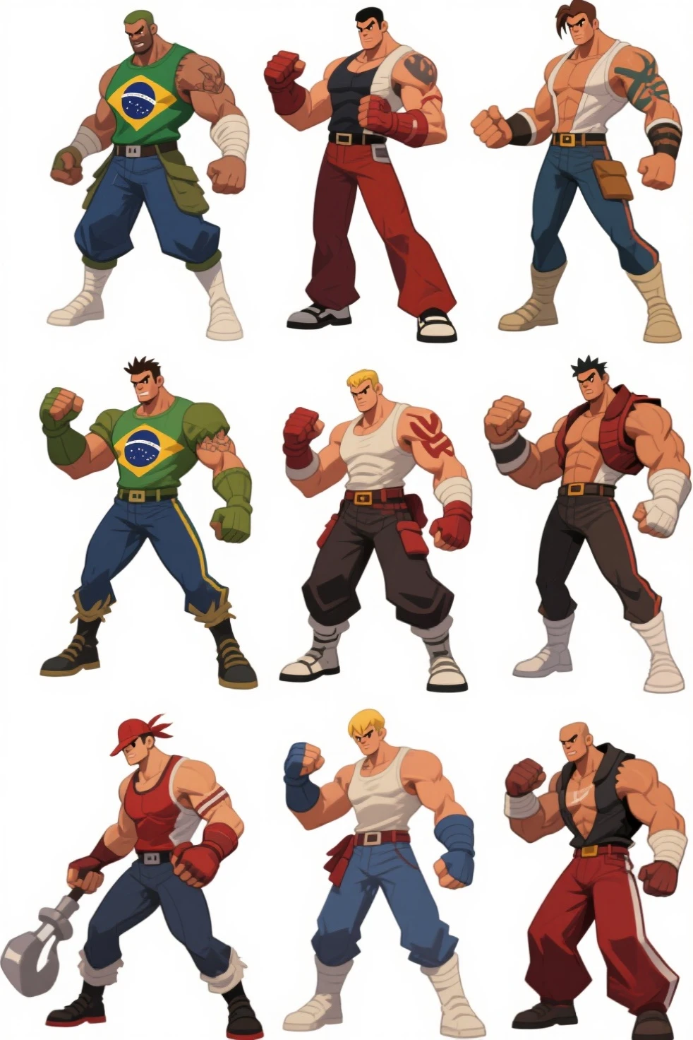 1 Personagem para jogo de luta estilo Street Fighter, King of Fighters, Tekken, Virtua Fighter. 1Lutador homem, 1 personagem, Cicatrizes, pose de luta, jiu jitsu, homem jiu jitsu, roupa kimono jiu-jitsu, roupa moderna, cyberpunk.
