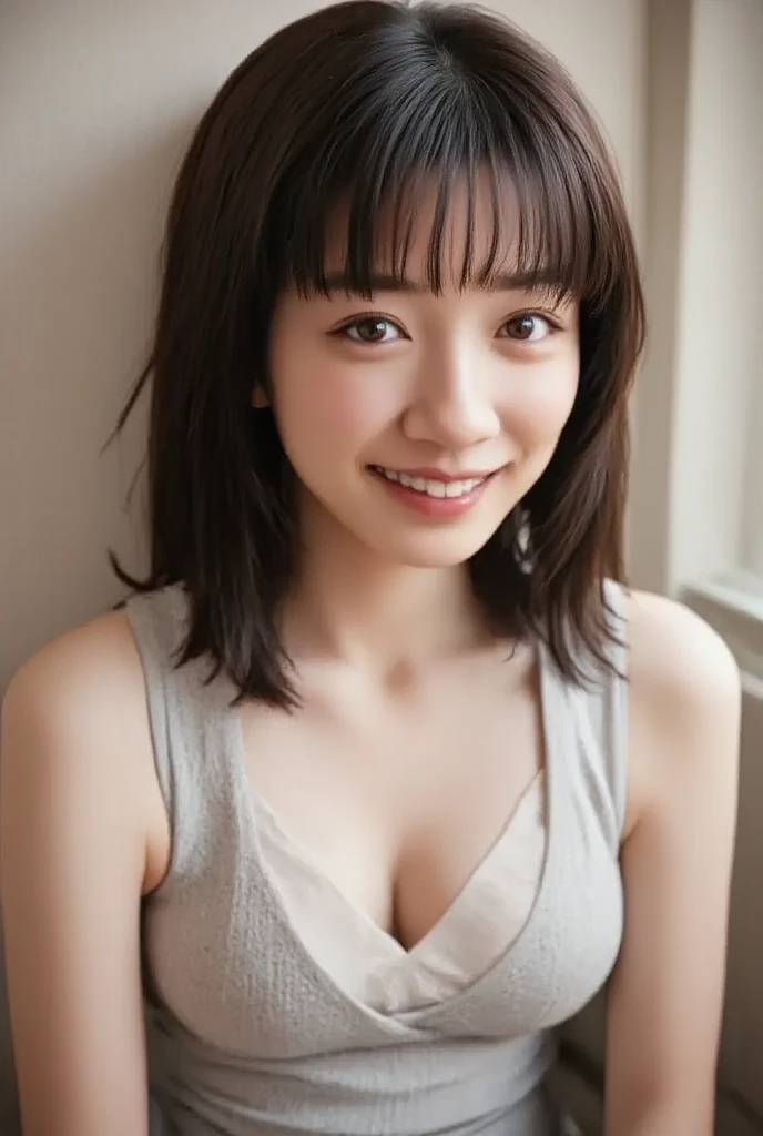 masterpiece, high quality, High resolution, 8k, Skinny Japanese Wife, 40 years old, Cute Face, Detailed face, Detailed eyes, short hair, Very small breasts, Narrow waist, Photos capturing sexy moments from married life,