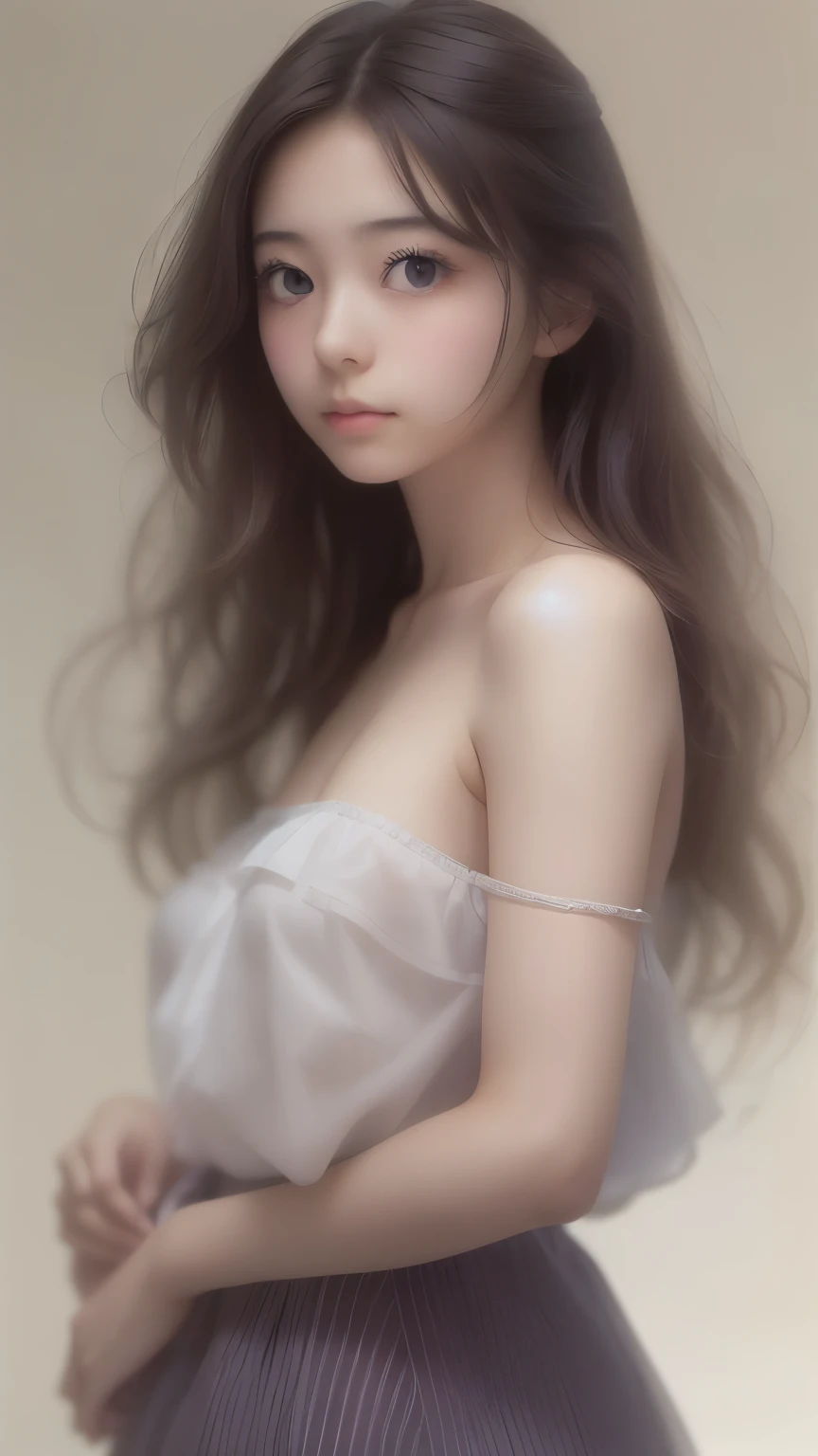 Top quality in a close-up, 8k, 32K,woman,naked,Open shoulders, Sensual appearance, artwork, high quality