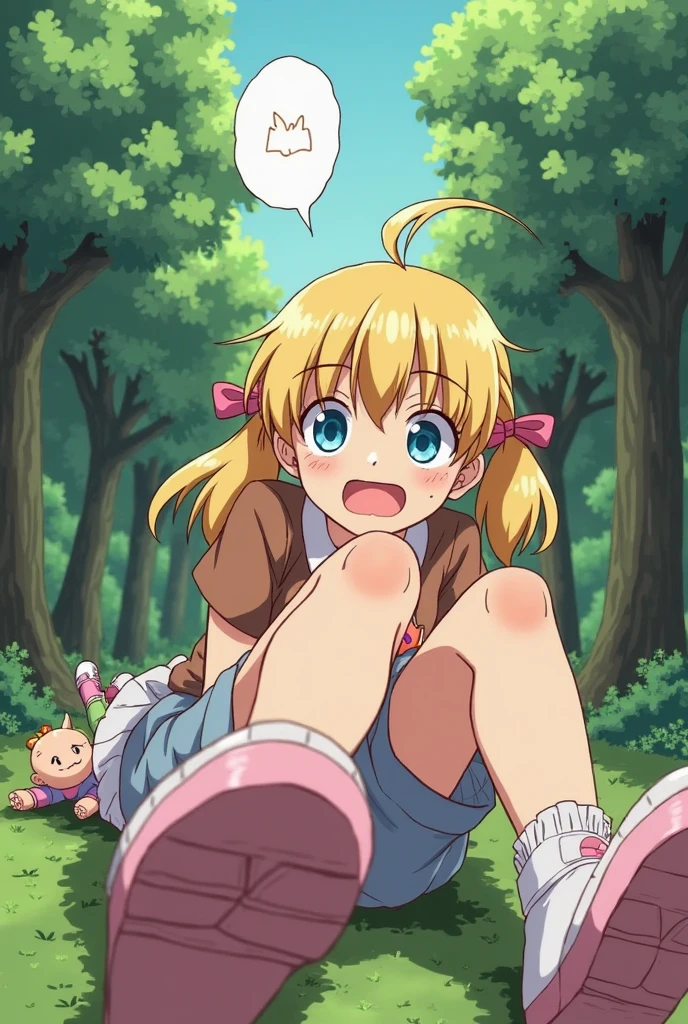 masterpiece, best quality, young girl , torn outfit, torn undies, red shoes, surprised, climbing, from below, bare bottom, (bitten in the ass by crocodile)