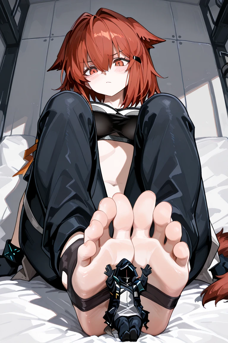 girl, wolf, anthro, slender, red furry arms, (scared expression), crying, small breasts, ((Protruding hip bone)), ((robotic pelvis)), ((robotic vagina)), ((robotic digitigrade legs and feet)), eyes shocked and wide open, furry tail, ((protruding rib bones)), lace poncho, night, snowy dark alley, ((laying on back with arms tied with rope)), (((vagina))), condom left inside, dripping cum, used condoms, cum on tail, ((pubic hair))