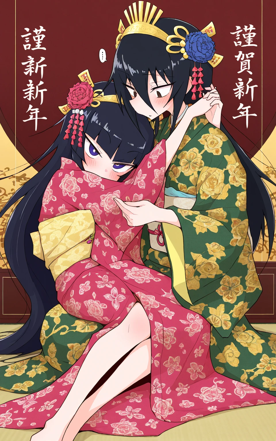 A woman in her fifties wearing a red and white kimono decorated with sunflowers, 古代Chinese Costumeを着て, Hanfu, palace , a girl in Hanfu, Traditional Chinese clothing, Ancient Chinese Princess, white Hanfu, Tang Dynasty, Wearing a luxurious silk cloak, Traditional Chinese, 古代Chinese Costumeを着て, Chinese Costume, Wearing gorgeous silk clothing, Black-haired Empress of China, Ancient Chinese Beauties She is laid on the futon, her nipples exposed, and she cries.