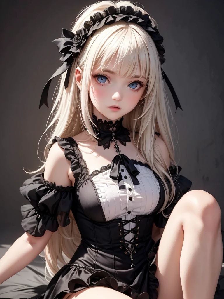 cute face,best quality,masterpiece,ultra high res,(photo realistic:1.4),(depth of field),realistic , professional lighting, physically-based rendering, girl, white blonde hair,cat ears,(posing),(cosplay),(whole body)