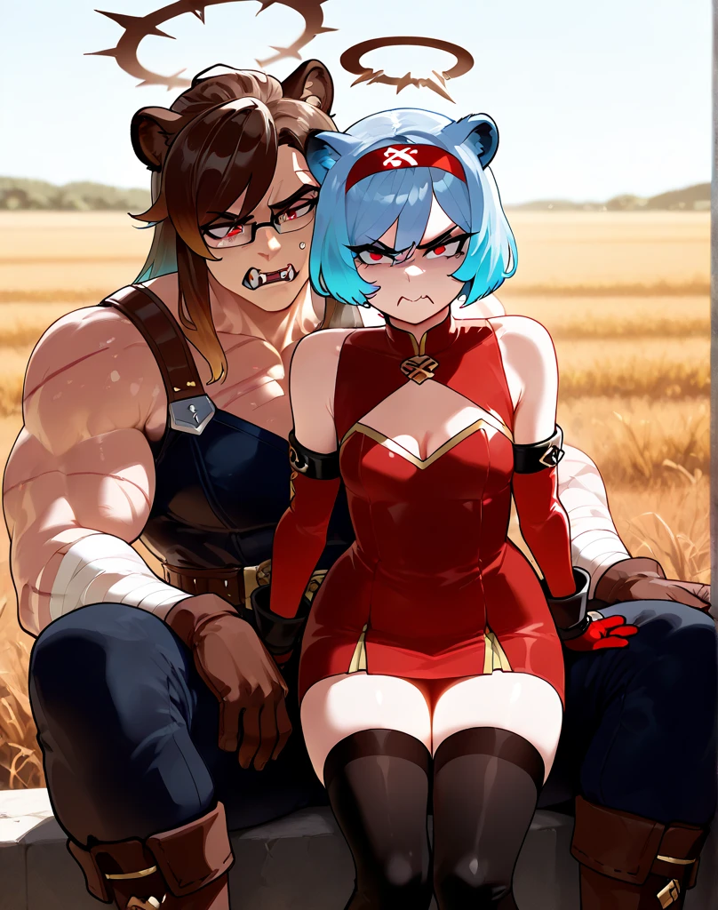 cover page, highres, top quality, best quality, paid reward available, unparalleled masterpiece, perfect artwork, absurdres, High-quality illustrations, watercolor, soft color, love story of human girl and giant Werewolf, love romance, pair, Height difference, Physical difference, perfect anatomy, smile, joyful, play with, smile, happy,,