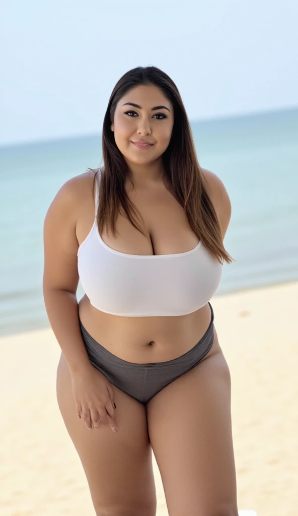 Fat woman wearing a swimsuit