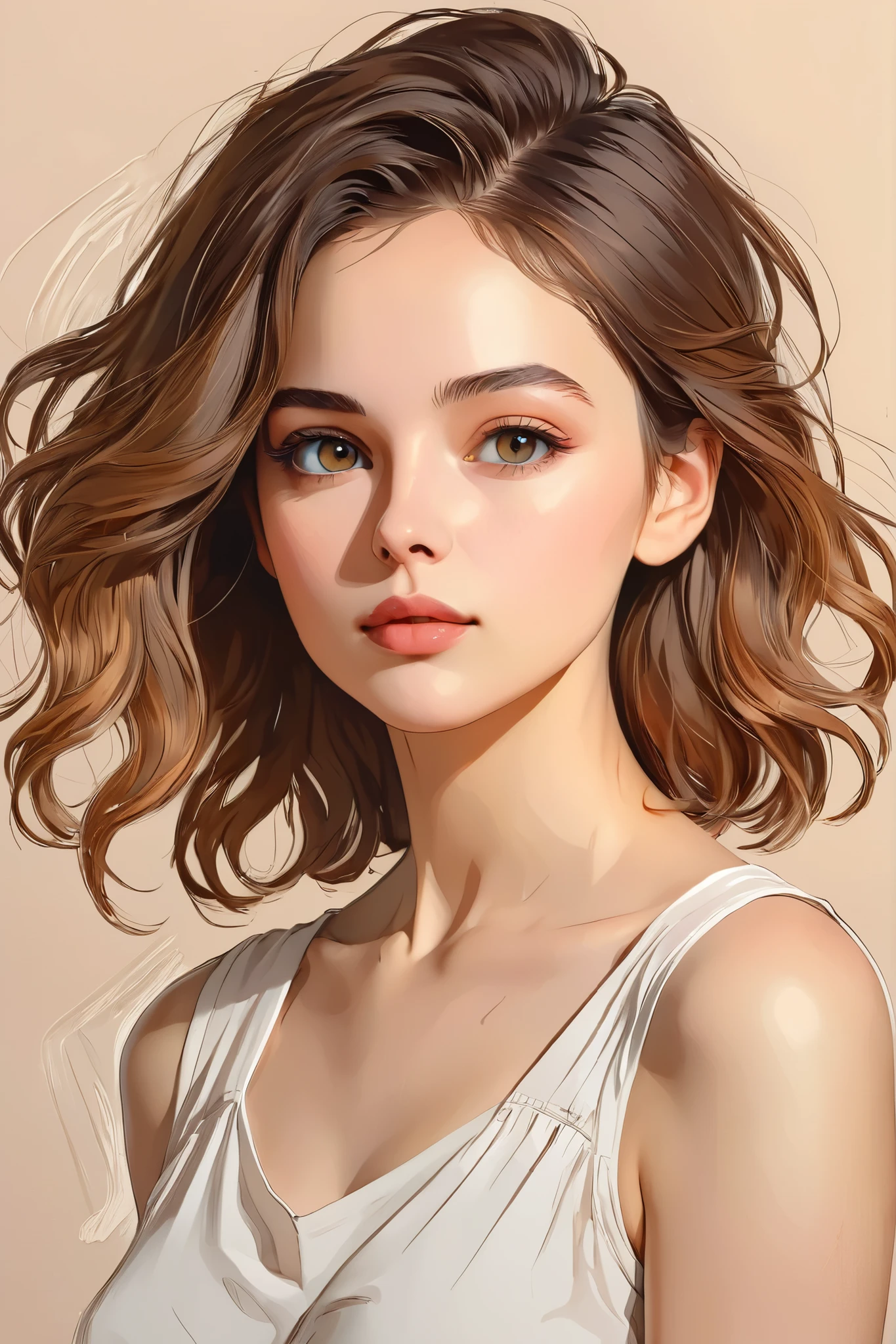  Line art、Light-colored Beautiful Person々Portrait of、   young woman、Highest Quality,Super Redundant ,Genuine,Line art,outline,   ,           paint texture           ,Expressive,Contour,shadow,     beautiful intricate     , The settings are simple and generous, Artwork for painting :1.2