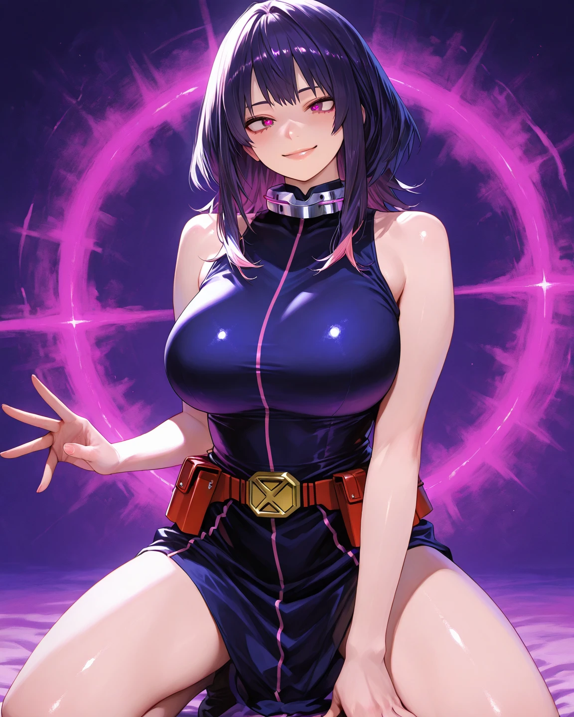 1 girl,NSFW,kasugano sakura, (STREET FIGHTER), clavicle, absurd, brainwashing,Combatant, empty eyes,((purple glowing eyes 1.5)), No expression, emotions are removed,((black shadaloo suit)),look away , whole body shape, ((stand up, salute)),(highest quality、4k、8K、High resolution、must have:1.2)、Super detailed、(reality、that&#39;s reality的な、reality的な:1.37)、ticker、hyper hd、studio lighting、ultra definition paint、sharp focus、Physically based rendering、extreme details、Professional specifications、vibrancy and color、blurry、sports portrait、landscape、horror style、anime big breasts、SF、photograph、concept artist、five fingers, perfect body,  {{{masterpiece}}}, {{{highest quality}}}, {{Super detailed}}, {shape}, {{very delicate and beautiful}},Improved cost performance、all roles、Canon 5D MK4でphotograph、photograph, 