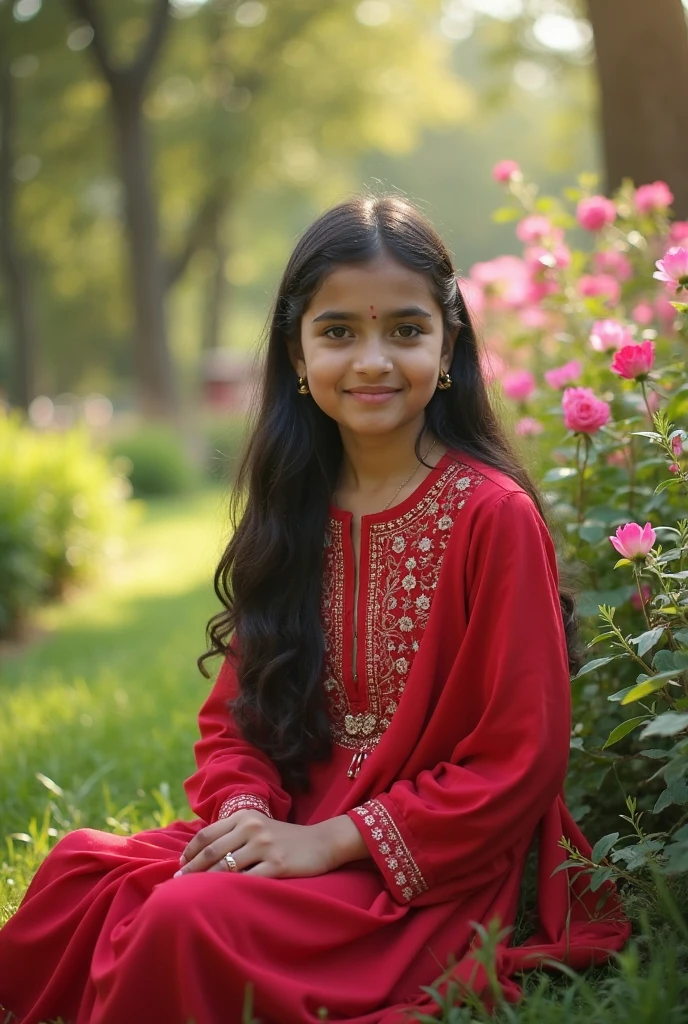 Indian girl in garden