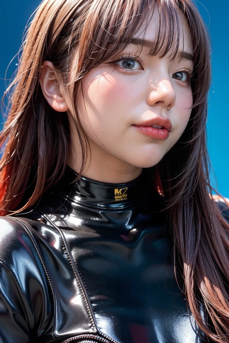photorealistic Realism 8K, 16K Quality, (ultra absurd quality, extremely detailed detail, hyper resolution, clear sharp focus, not blurry, (Realistic brown_eyes:1.35)), ((perfect dark_eyeshadows:1.45)), (super Detailed, beautiful little nose:1.2), (perfect composition), Depth of field, cinematic light, Lens flare, (extremely beautiful face, beautiful lips , Beautiful eyes), Intricate detail face, best high quality real texture skin:1.3, A woman with velvety skin:1.33), ((best high quality real texture hair)), (short blonde hair, (wavy, combed up, behind the ear), extremely detailed:1.38)), photo of the most beautiful artwork in the world, professional majestic (photography by Steve McCurry), 8k uhd, dslr, soft lighting, high quality, Fujifilm XT3 sharp focus, f 5.6, dramatic, (Anatomically correct perfect proportions), ((perfect hands:1.2)), (Super beautiful face: 1.33), ((perfect female body:1.4)), cute girl, ((firm and full breasts)), (the most absurd quality perfect eyes:1.35), ((super beautiful cute sharp-face)), (light pale complexion), transparent color pvc (Super Shiny golden Transparent Holographic Full Bodysuit:1.3) , Ultra-tight fit bodysuit with super reflective surfaces, ((Upper body shot)),