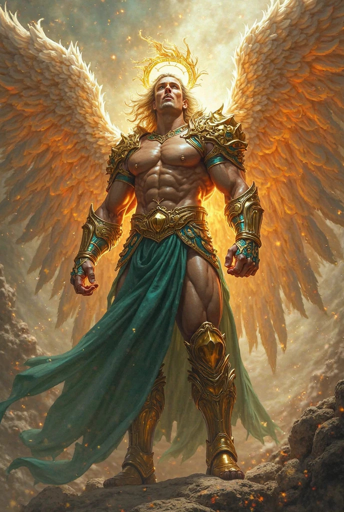apollo,greek god of sun,(best quality,4k,8k,highres,masterpiece:1.2),ultra-detailed,(realistic,photorealistic,photo-realistic:1.37),golden light,beaming sunlight,heavenly radiance,sculpture-like,divine figure,masculine physique,tall and muscular,idealized face,perfectly chiseled features,flowing golden hair,golden laurel wreath,gleaming sun chariot,powerful stance,royal purple robes,constellation of stars,Mount Olympus in the background,vivid colors,ethereal glow