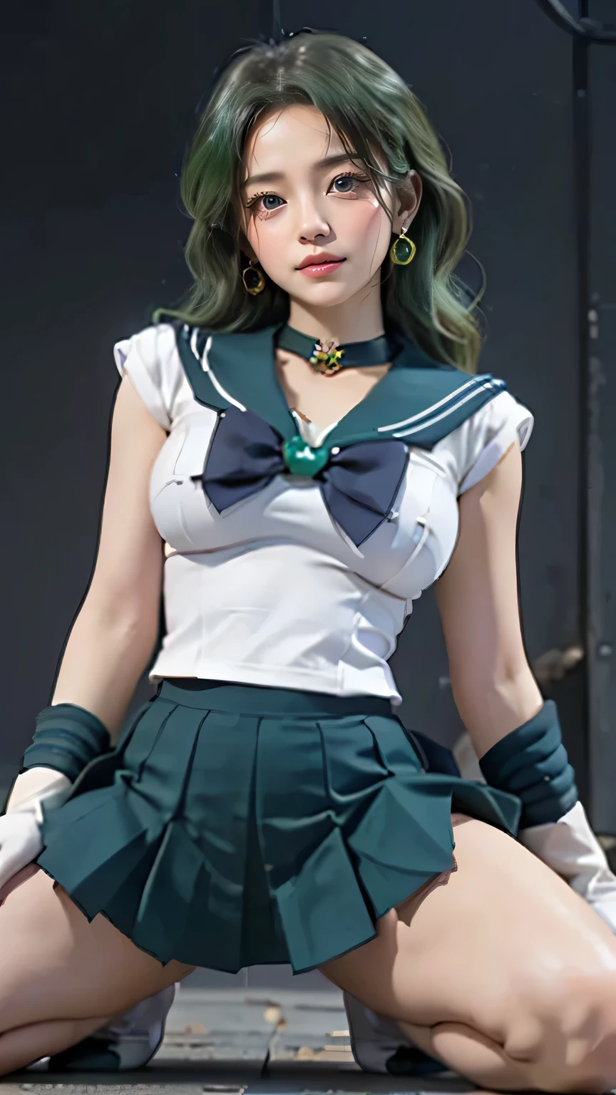 (((Highest Quality))), ((masterpiece)), ( details), ((alone)), (((((( A girl in a Sailor Neptune costume )))))),  (((slender body,:1.4,Big Breast  ,big butt,Tight thighs))), (( camel toe ,Camel hoof)),((  glowing skin , white skin)), (( long straight black hair )),Mysterious Light, ((((  angle that captures the entire face and body )))), ((( well-groomed face ))), ((big eyes)), ((((((dull eyes)))))), ((((close your eyes)))), ((  View from the back of the  )), ((((accurate anatomy)))),    perfect makeup , eyeshadow,  with earring cup , necklace , (((  The Perfect Background ))),(((sailor neptune, mature woman, small breasts, aqua eyes, dark green hair, medium hair
sailor senshi uniform, chest bow, back bow, plead skirt, white elbow gloves, sailor collar))),((((random cute poses))),(((random dynamic poses))),((((with their bodies facing the front)))upright straddle,pov,grab,from above, kneeling and legs open,(((from below))),lifting a skirt,