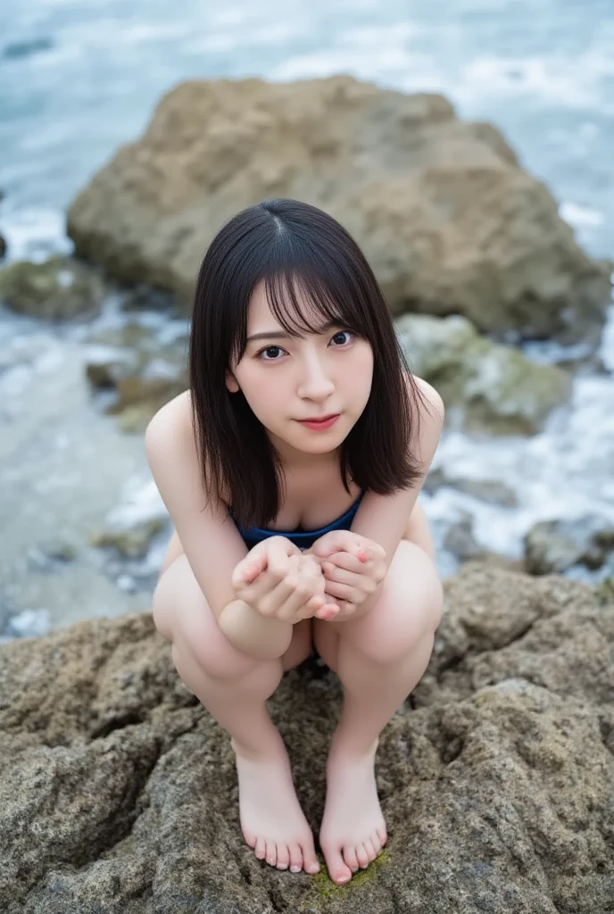 (Highest quality, 8k, 32K, masterpiece), (Realistic), (Realistic:1.2), (High resolution), Very detailed, Very beautiful face and eyes, One Girl, Delicate body, (close, Highest quality, Attention to detail, Rich skin detail), (Highest quality, 8k), Very detailed, (Realistic, Realistic:1.37), Bright colors, (Completely naked:1.8), (((Look straight ahead))),(Small breasts:1.8),(((Head to knee portrait image))),(((whole body))),(Flat Chest:1.8),(Small Ass:1.4),(squatting on the beach:1.6),(A big smile:1.2)