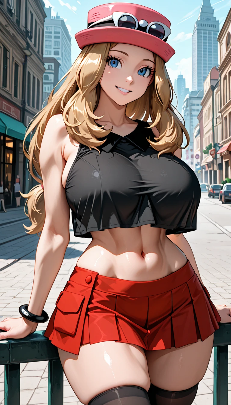 24-year-old female、Semi-long hair、Hair becomes wavy、Sexy proportions、Front cutout((front cutout))Wear a top from、Wear leggings with cutouts、Wear stiletto heels、smile、Please put your hands on your hips、Old concrete wall background、Sunlight from directly above、nipples showing through clothes