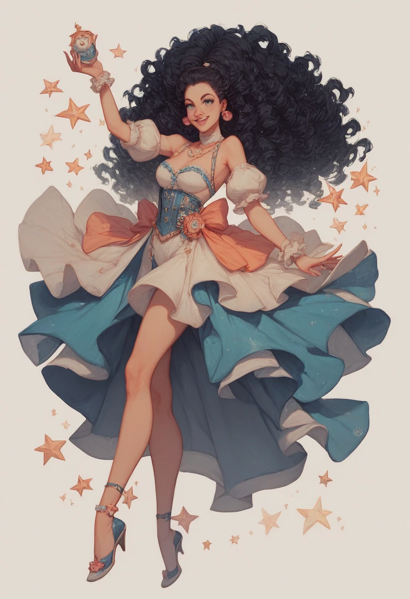 Best quality, masterpiece of A beautiful fantasy style painting of a beautiful vibrant giant Rose transforming into a beautiful nude black woman, Big Afro, highly detailed, vibrant and colorful, colorful stardust, fantasy art style, cartoon vibrant, cute detailed digital art, colorful digital fantasy art, digital fantasy art ), glossy digital painting, pastel vibrant, cowboy shot or full body shot.