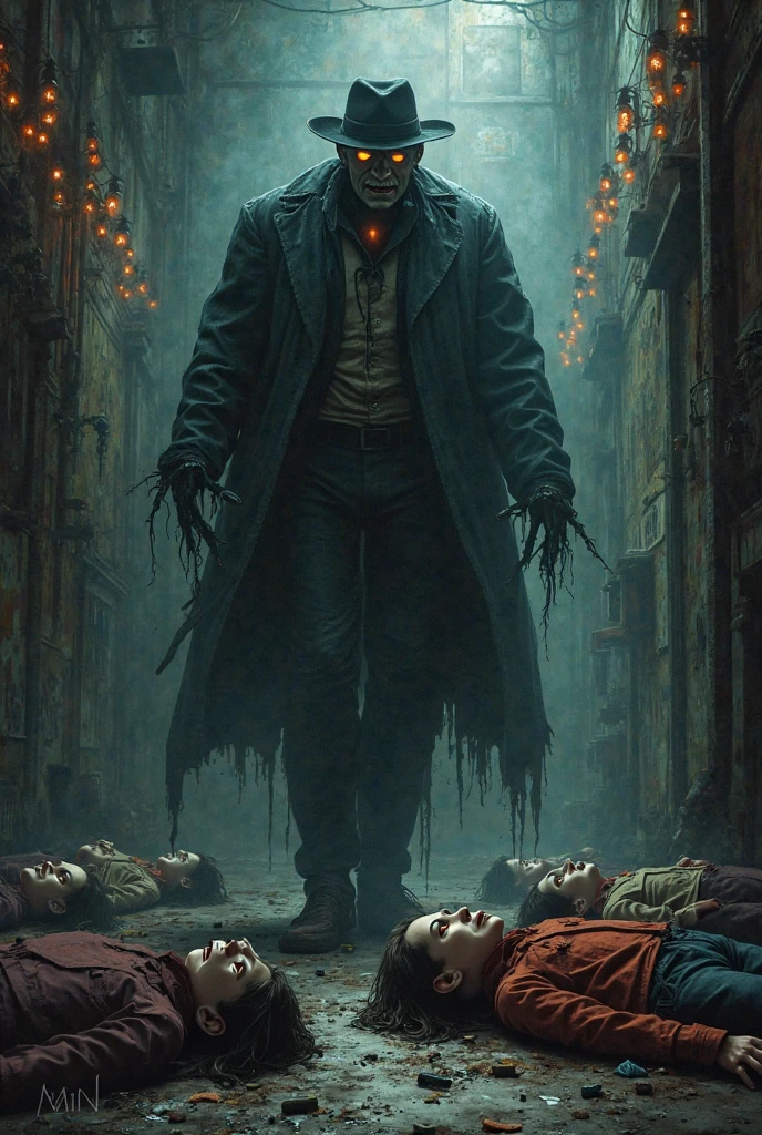 Draw a Angry Vampire Blindfolded in a Dark City 