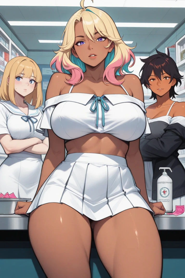 ((masterpiece)),(((best quality))),((character design sheet)),((rough sketch)),((vulgar)),(magazin cover)thick thighs,african girl,smile,((between breasts)),pussy juice,((wearing an Wet sexual nurse uniforms and nurse cap)),shirt harf lift,milking