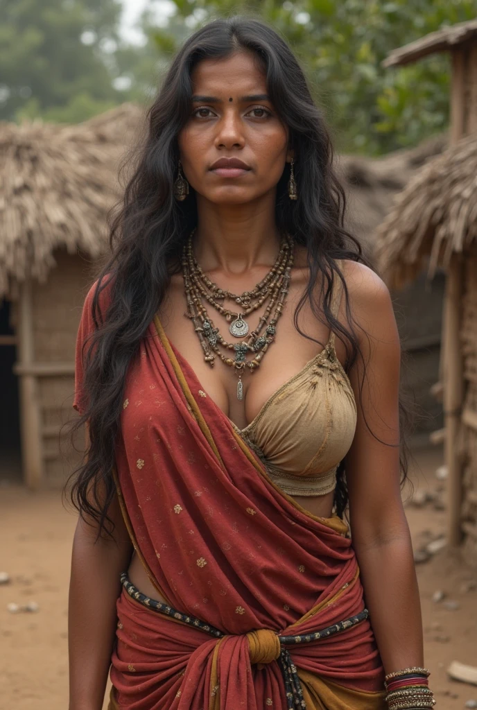 Foto RAW, skin glistening by sweat, looks like Nayanthara, thick figure, curvy, milf, 50 years old Woman, nude breast , tattoo in the middle of her breast, with realistic Indian headdress , tribal girl, stunning looks, tribal headdress, tattoos, colourful tribal tattoos, tribal white girl, Polynesian tribe, best quality , best cinematic colour grading, detailed lighting,  high resolution  , (pele altamente detalhada: 1.2), 8k UHD, DSLR, soft-lighting, alta qualidade, grain of film, Fujifilm XT3, highly detailed armpits, armpits hair,  fully naked, nipples covered by hai, skin pores, skin texture, high quality skin, 