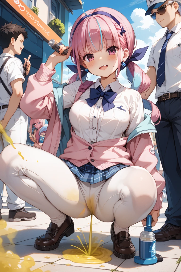 girl having sex),Girl with pink hair, long twintail hairstyle, ((small bushy eyebrows)), wearing gothic ta clothing, loli, walking to school, flirty smile,, walking to school, bored look, bored face,, (sitting with legs open lifting her skirt to show her vagina wet with semen), (1 boy having sex with the girl, scaried young boy) naked boy about to have sex , boy ready to penetrate her pussy, boy about to penetrate her, boy with erected penis, looking from below