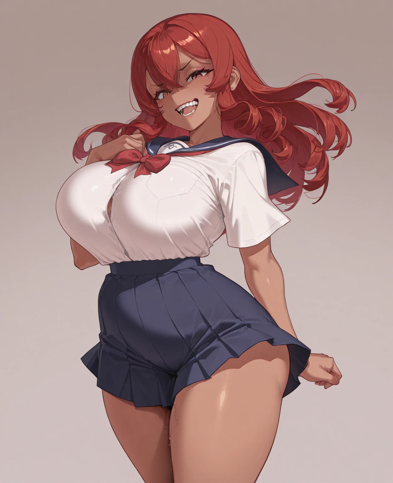 One Girl,{Knee-high socks}、(((Wide Hips)))、 (((Thick thighs)))、((Big Ass))、(Big Breasts) Embarrassed look,shortstack、whole body、Sexy pose,Multicolored Hair、Long Hair、hat、belt、belly button、Wrist cuffs、Pleated skirt、(One leg)pantyhose、Overskirt、Arm warmers