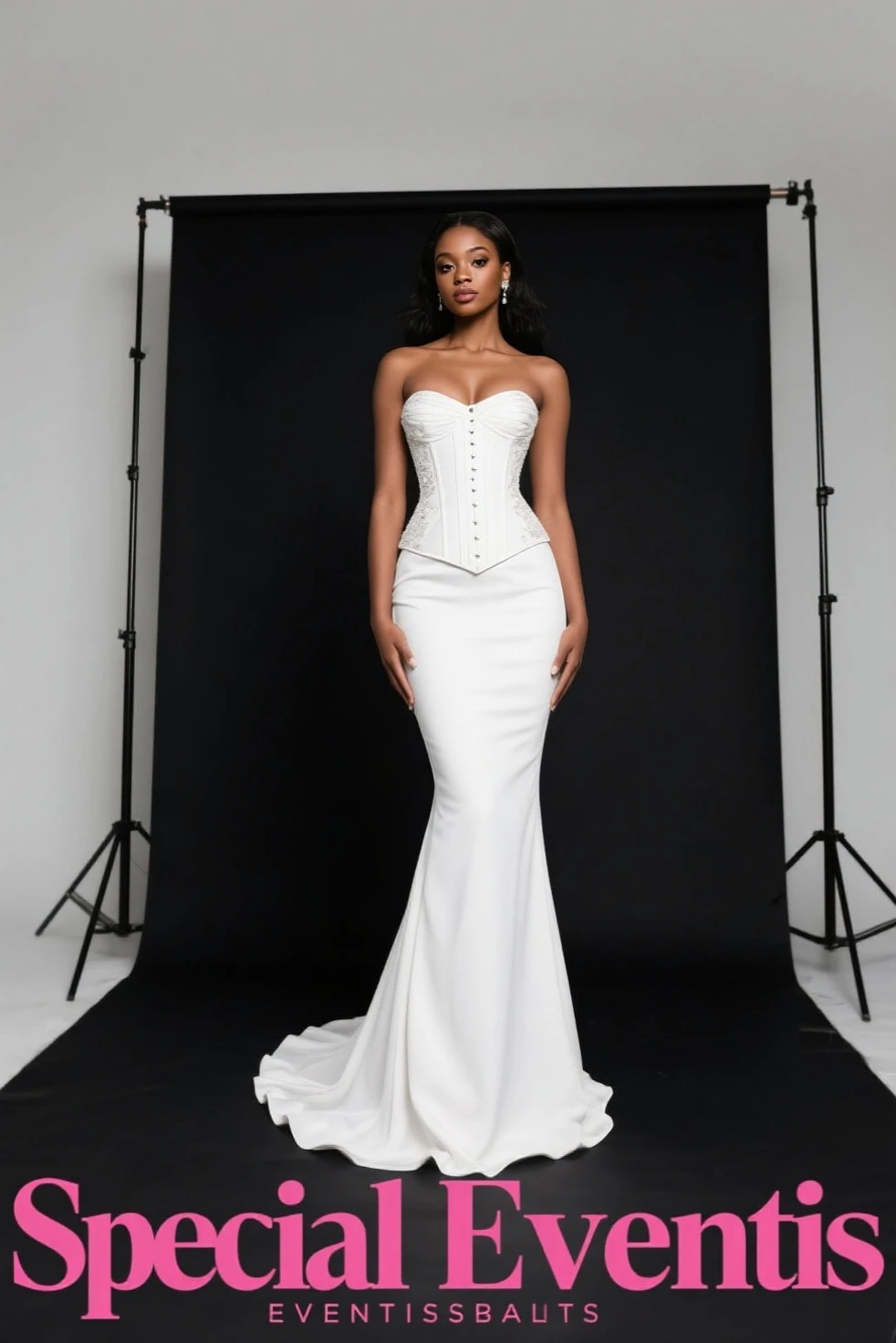 (Best quality,4K,8K,A high resolution,Masterpiece:1.2), Ultra-detailed, (Realistic,Photorealistic,photo-realistic:1.37), ((Winter clothing)),fashion show photo, Naomi Campbell was born in London, England,She is a legendary black model, (Perfect limbs), fashion show photo, ((fully body photo)), Romantic, supermodel body,,opulent, Beautiful high heels, Glamorous, indoor: (((Runway scene)), inside in room:Catwalk scene, Long distance
