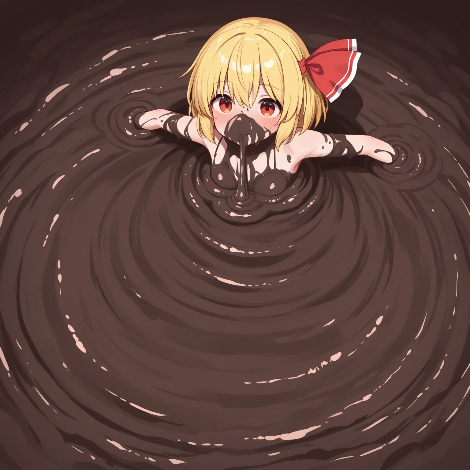 Chibi、、、Blonde、Brat、Mockery、Grin、look down、Full body view、全naked、naked、、Straight Long