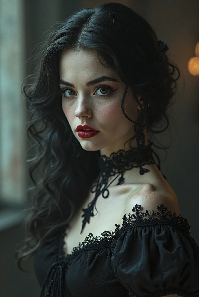1 Vampiros, (female:0.8), presas venenosas, sangue, Bites on the neck, pale skin, olhos intensos, seductiveexpression, (gotejamento de sangue:1.2), (erotic atmosphere:1.3), Cabelos escuros, long flowing hair, (Vestido de renda preto:1.2), (ombros cortados:0.9), (espartilho vermelho:1.1), (roupas rasgadas:0.8), (pose sedutora:1.2), (Gemendo:1.4), (luar:1.3), (gothic ambient:1.2), (fundo assombroso:1.1), (Levantar uma perna:1.2), (bright lips:0.9), (Sussurre docemente:1.2), (sensual lighting:1.3), (unhas compridas:1.1), (atmosfera pesada:1.2), (Um toque persistente:1.3), (erotic tension:1.4).
