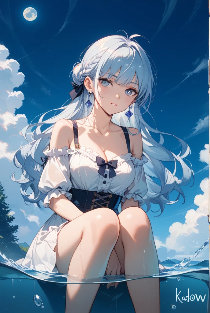 Wearing glasses、cute、beautiful girl、Hair color is silver、Long, loosely curly hair braided loosely、A beautiful girl in her 20s with a slightly childish face、Sexy chest、Small breasts、Playing with the tides,Luxray, Silver Color Hair, wind, Fluttering flower petals, Stained Glass AI, Decorative, Complex details, Dukhkova, 2d, Line art, watercolor, ink watercolor, Random color hair, Super long hair, Wavy, one person,Mandrake,flower, Mandrake, detailed, Complex, Perfect lighting, Perfect Shading, (Flat Color:1), (2d:1), (masterpiece, Awards, Highest quality:1.25), (Mature Adult:1.3)