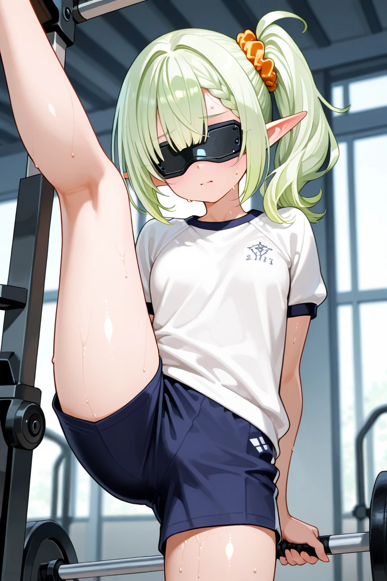 One girl,Kaoru,Embarrassed、blush,orgasm face、The whole body is shown、squatting、Light green bra、Light green string panties、restrained,Leg spread、looking to viewer,((1machine ,sex,vaginale,Pink dildo connected to a machine)),School、rooftop、from below,A complete depiction of the human body、masterpiece, Highest quality, Game CG,