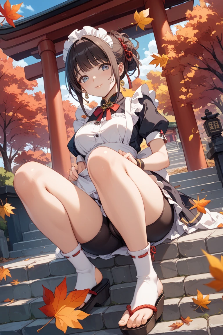 muste piece、masterpiece、highest quality、Super detailed、High resolution、8K portrait、High definition CG of Unity 8k wallpaper、cute type little:1.5、Lori:1.5、Highly detailed CG unity 8k wallpaper、Realistic、real person、 portrait photography、shiny skin、High definition、(:1.2)、(1 girl)、beautiful clear eyes、extremely detailed description、delicate face、nice lips、slender body、(thin waist)、thin legs、(garden:1.6)、1 girl, cute type, perfect face, seriously, (blush:1.5),(Black hair in a bun:1.3),(big breasts:1.),((mini skirt maid clothes:1.3)),(half nude:1.4),(black dress),(I have nipples:1.2),(looking at view),(from front),gran,(wearing shoes),((climax in vagina:1.5)),(knees up),(arms behind head:1.2)