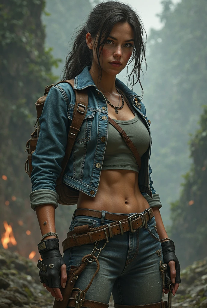 Megan Fox com Big Gun, sun glasses, black jeans pants,cinto, coldre, in action film, In the ruins in the jungle, Renato Casaro Belas Artes