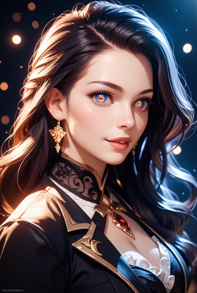 A brown-haired beauty,Red eyes,Game CG,Realistic style,32k