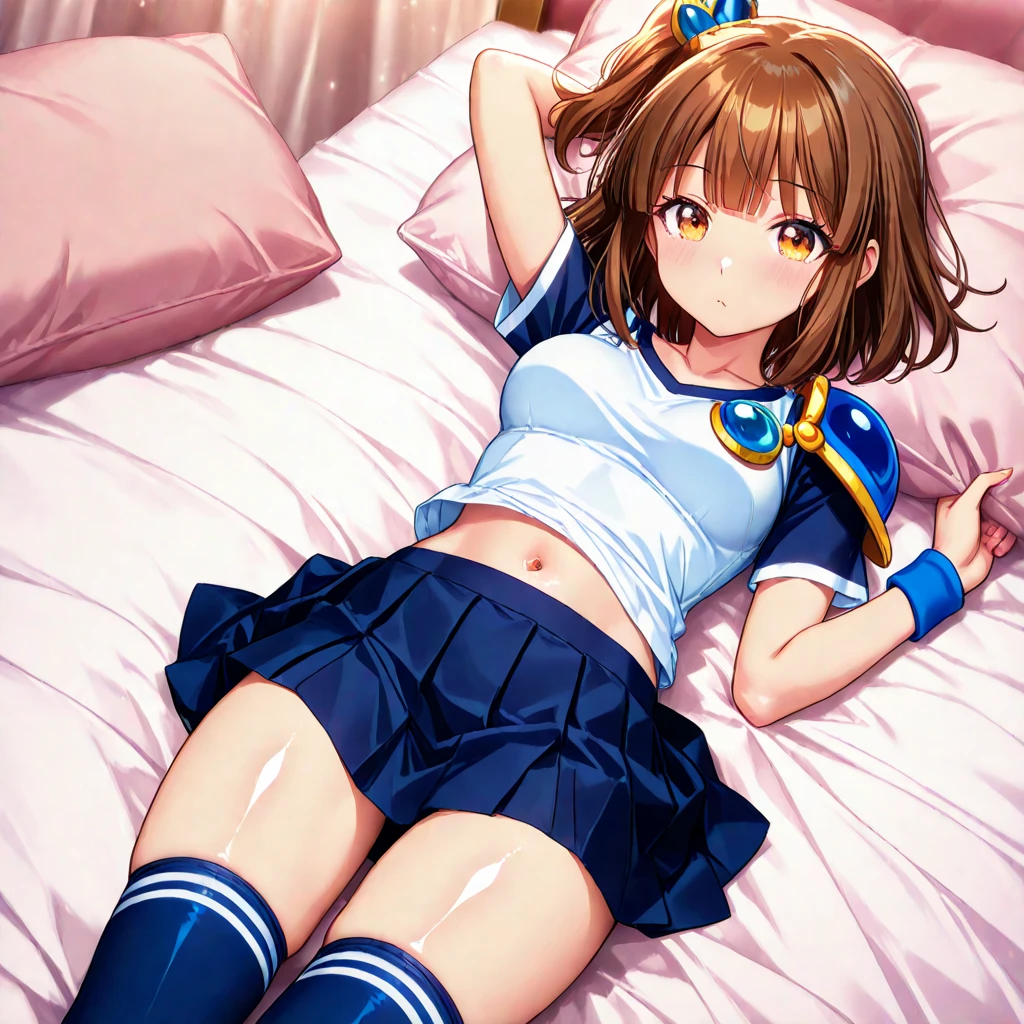 anime girl laying in bed with her legs crossed, railgun, small curvy loli, Makoto, anime moe art style, Seductive Anime Girl, a hyperrealistic schoolgirl, Cute Schoolgirl, closeup Iwakura Lain, makoto shinka, Smooth Anime CG Art, Realistic Schoolgirl, a hyperrealistic schoolgirl, shinkai makoto