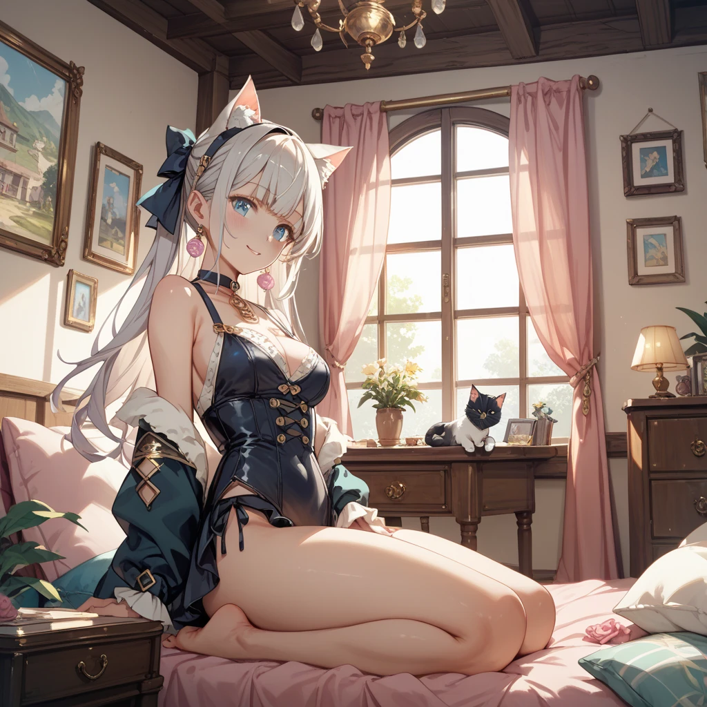 masterpiece、top-quality、High-quality images、8K、 ((Background with、Accurate perspective、line-drawing、Contour extraction、colourfull、Moderate shading、Medium omission:1.3)) ((Ana's Bedroom、Stylish bay window with sea view、Very bright lighting、On the wall4Photo、a bed、typical:1.3))((Music room at home with sea view、Piano instruction、lesson、Started training world-class pianists:1.2))announcer((anastasia、Graduated from the piano department of the College of Music、Piano Teacher、The goal is to train famous pianists、Good friends with students、Has the ability to manipulate the darkness of the mind at will、Have the ability to hear Leos' voices、When Leo is not present, You can sleep whenever you want.、pure、with light glowing、Little crybaby、Semi-long silver hair、Emerald green eyes、Slimed、Balanced proportions、Fashionable dresses selected in the costume room、Room makeover、lecture、Leo Advocacy:1.5))I am Leo、Test if Ana really likes the ocean、Of the following three:1Answer with the number of fingers you like、1.mare 2.Black underwear 3.Terribly erotic black underwear Look, answer me、Determine by the number of Ana's fingers、Everyone is expecting、Leo in particular is looking forward to it.、Who knows、1〜Which of the 3 would be、