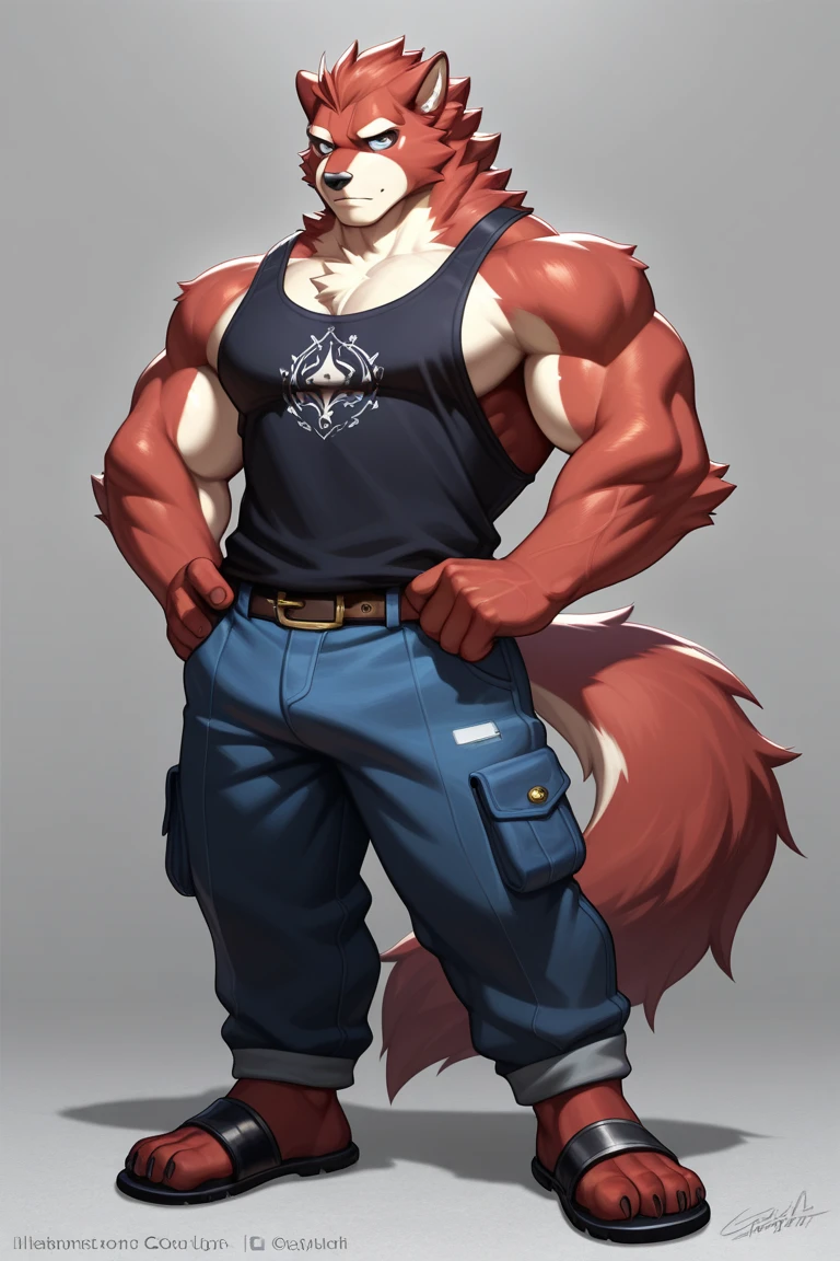 cyborg Male,  Brown hair , Fox ears , scars body,robot joints , white Pants  , poses ,Full body , animal legs ,