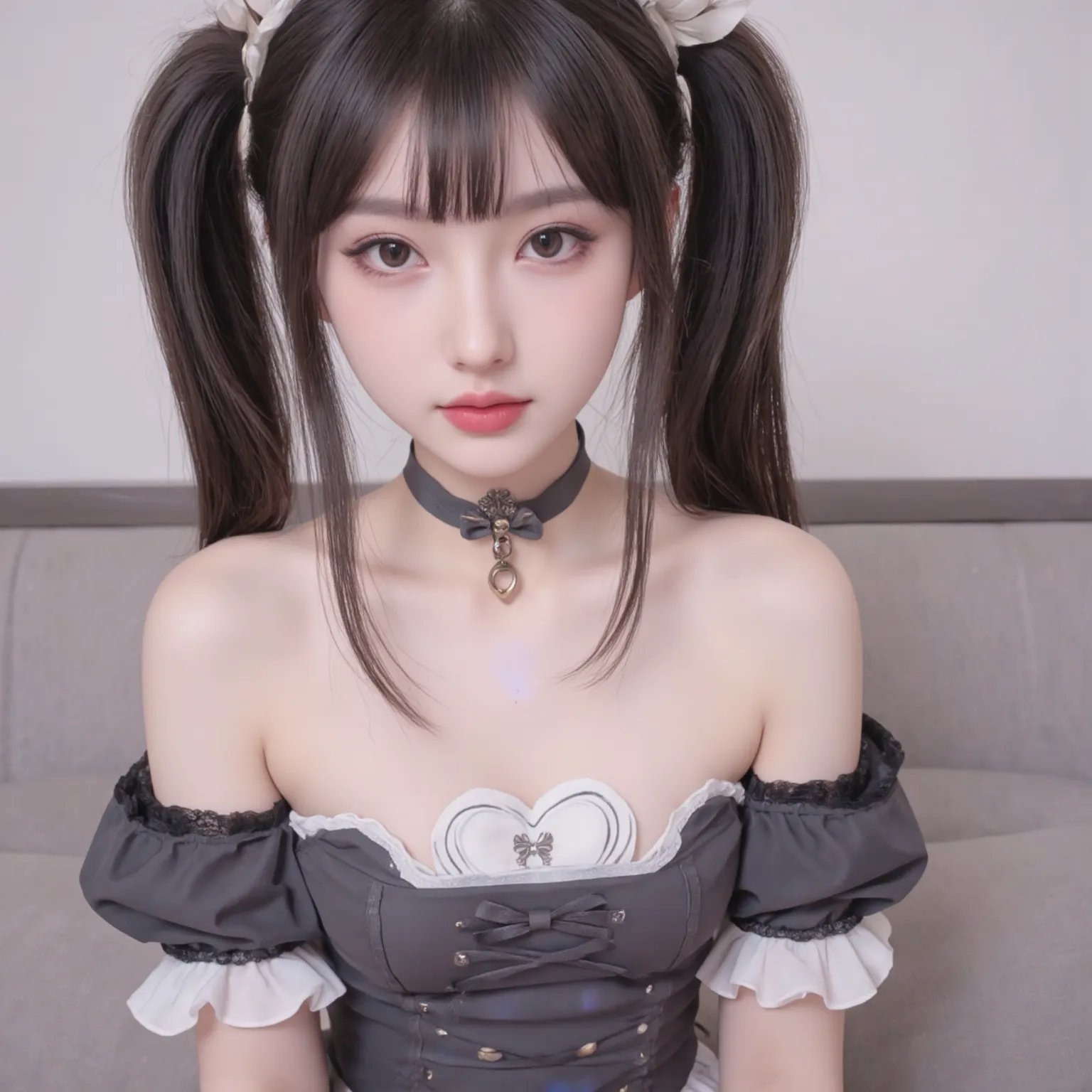 ((Highest quality)),(Ultra-high resolution),(Very detailed),(Detailed Description),((The best CG)),(masterpiece),Very detailedなアート、Small breasts、Whitening 1.5、Clear skin quality、(((Full upper body nudity1.5)))、Racing High Leg、Ribbon hair ornament、(((Twin Tail Hairstyle 1.5)))Tying up hair、Glitter Necklace、Ultimate Beauty 1.5、((( Body tied up with rope 1.5)))、(((Sitting cross-legged 1.5)))、play