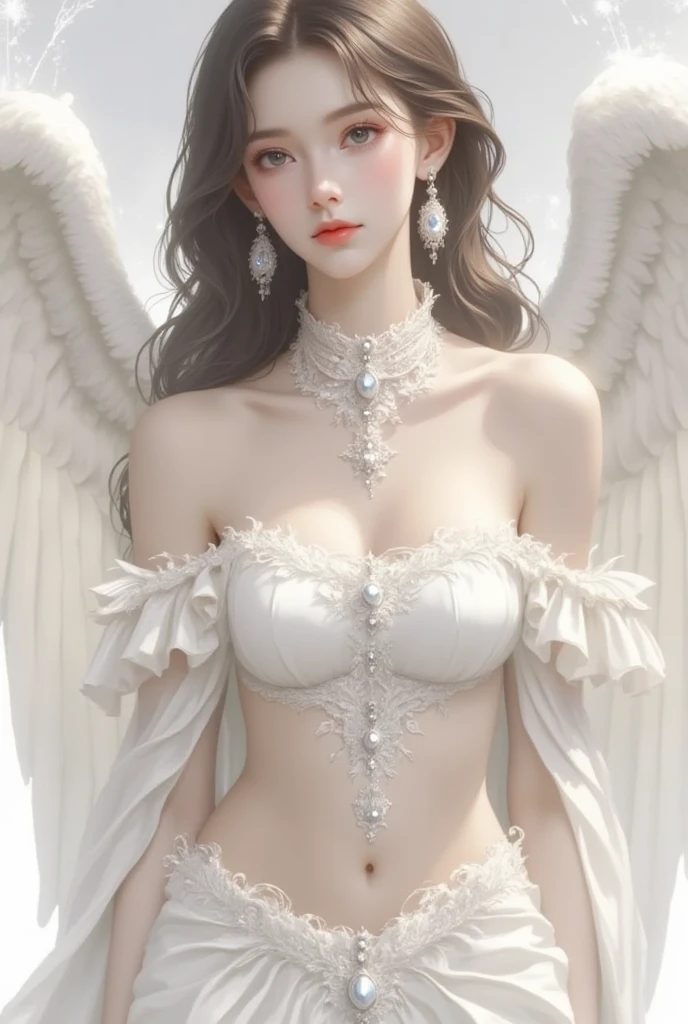 Ultra-realistic 8K CG, perfect face, perfect, clean, masterpiece, professional artwork, famous artwork, perfect face, beautiful face, beautiful eyes, rainbow cleric suit, lace, open brests, beautiful rainbow clothes, black wings, delicate pattern, fantastic pose, Fascinating, galactic space background, big moon in the back, flapping wings