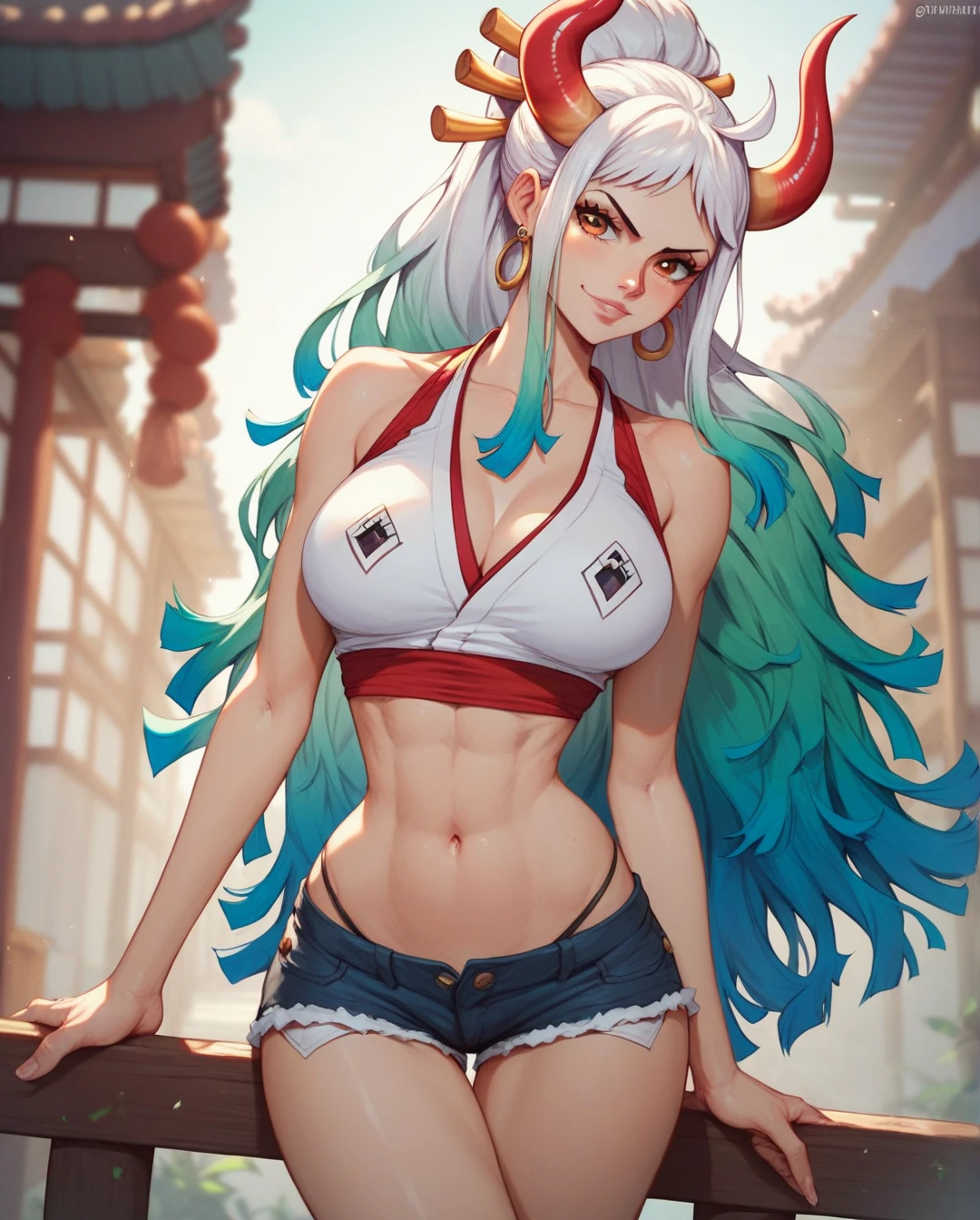 masterpiece, best quality, 1girl, <lora:kwFemale_Beta40-SDXL_v1:1>, white, chinese dragon, sky, cloud, cleavage, stomach tattoo, nipple piercing, waifu