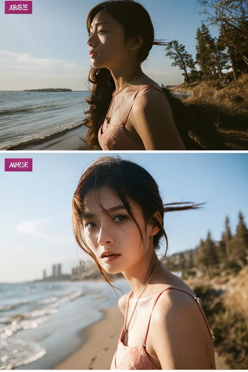 Upper_body_shot, Bikini,1girl, solo, full_body_shot, (idol make_up),(perfect face ratio, korean girl, cute korean, kpop idol, beautiful idol, kpop), masterpiece, RAW photo, (masterpiece), best quality, extremely detailed, one women, sharp, studio quality, huge breasts, outside, in a beach, lay, (long braided red hair), freckles, (looking at viewer), 8k uhd, high quality, (upper body portrait) <lora:skin_texture_v2:0.1>