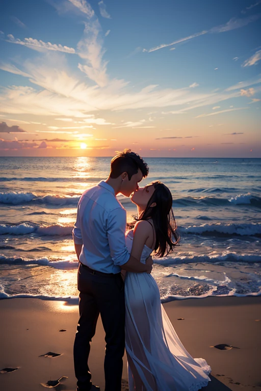 two lover watching sunset, the girl is old the boy is not