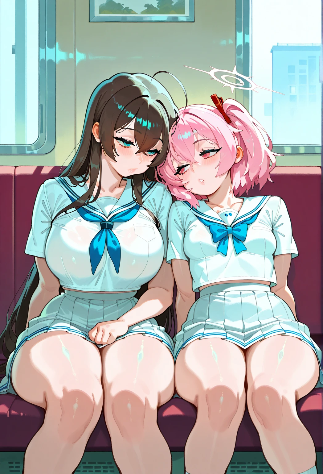 Your two headed hairy unshaven bodied mutated obese blue haired nervous looking girlfriend’s big fat penis out of the fly of her pants and ejaculating a huge load of white cum onto the window as her much more attractive pink haired futa conjoined twin mommy is unable to stop stroking her massive mushroom headed cock spraying white cum from as her younger second head is vigorously masturbating her hairy cock, she’s sitting with her two headed body on the bus. your girlfriend is crying as she watches on the body they share. Your girlfriend ashamedly lets her clearly older mother’s second head furiously jerk the single cock the two heads both feel. The older of the two heads is visibly uncomfortable but can’t help but furiously masturbate herself on the bus with her thick hairy penis barely fitting out of the zipper on her tight pants.