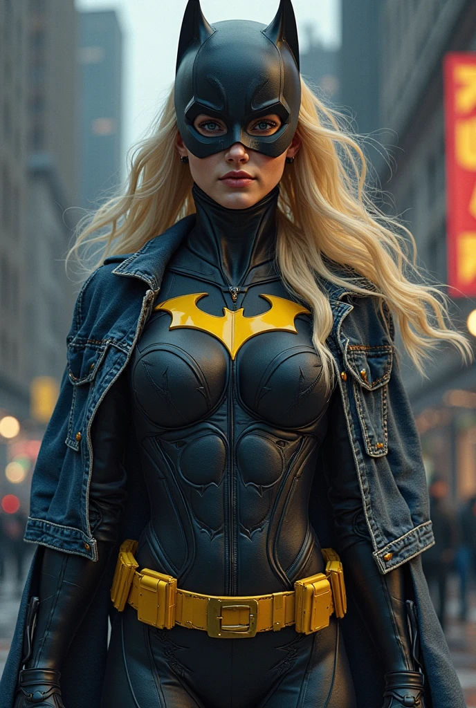 wide shot) full-length hyper realistic photograph of a beautiful woman, 20 years old, as Batgirl, athletic body, (light and bright blue eyes:1.2), very long eyelashes, sensual lips, provocative expression, big breasts, realistic, real face, hyper realistic, influencer, insta influencer, beautiful, sexy, pretty
