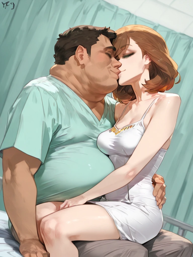 (Very fat mortally obese boy) Being fed by girl, (lying on bed: 1.1), (dynamic angle:1.2), (dynamic pose:1.2), full body, detailed anatomy, detailed face,
set in modern los angeles, inside a fastfood restaurant, (((semi-realistic illustration))), (illustration:1.5),