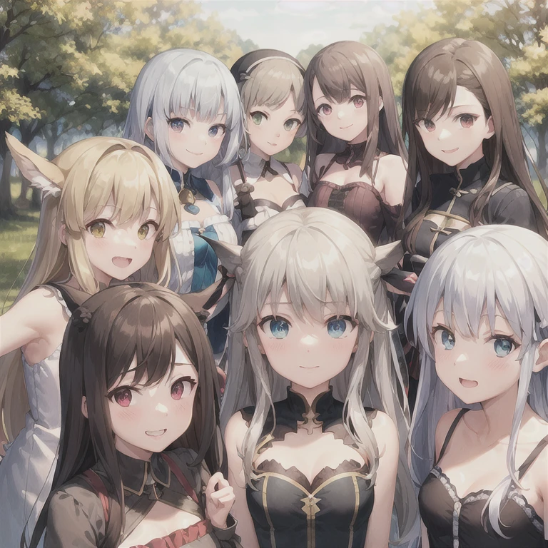 million+girls, group shot, extremely detailed,harem,(detailed drooping eyes:1.3)