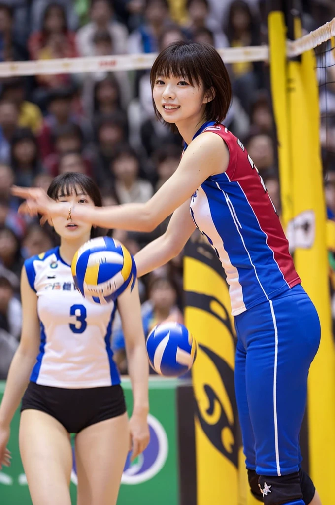 One lady,12year old,japanes(((Volleyball Silk Sleeveless Uniform)))portlate,A dark-haired,Beautiful ponytail,Wet with sweat,Clothes are wet,Serious look,(((Beautiful udder)))C Cup(((Gymnasium)))